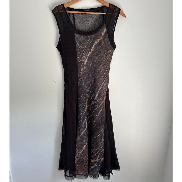 Vintage Y2K Komarov Goth Sheer L Slip Dress Witchy Prom USA Pleated Whimsygoth - Picture 1 of 13